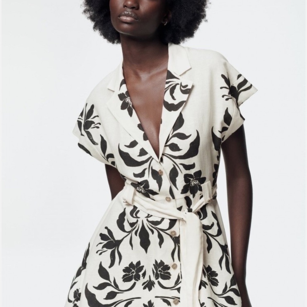 Zara Floral Print Belted Dress